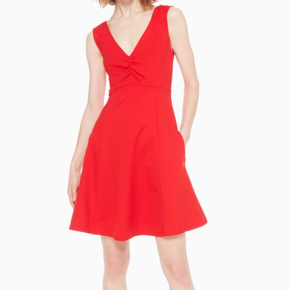 Kate Spade New York V Neck Ponte Dress Size 12 Red NWOT